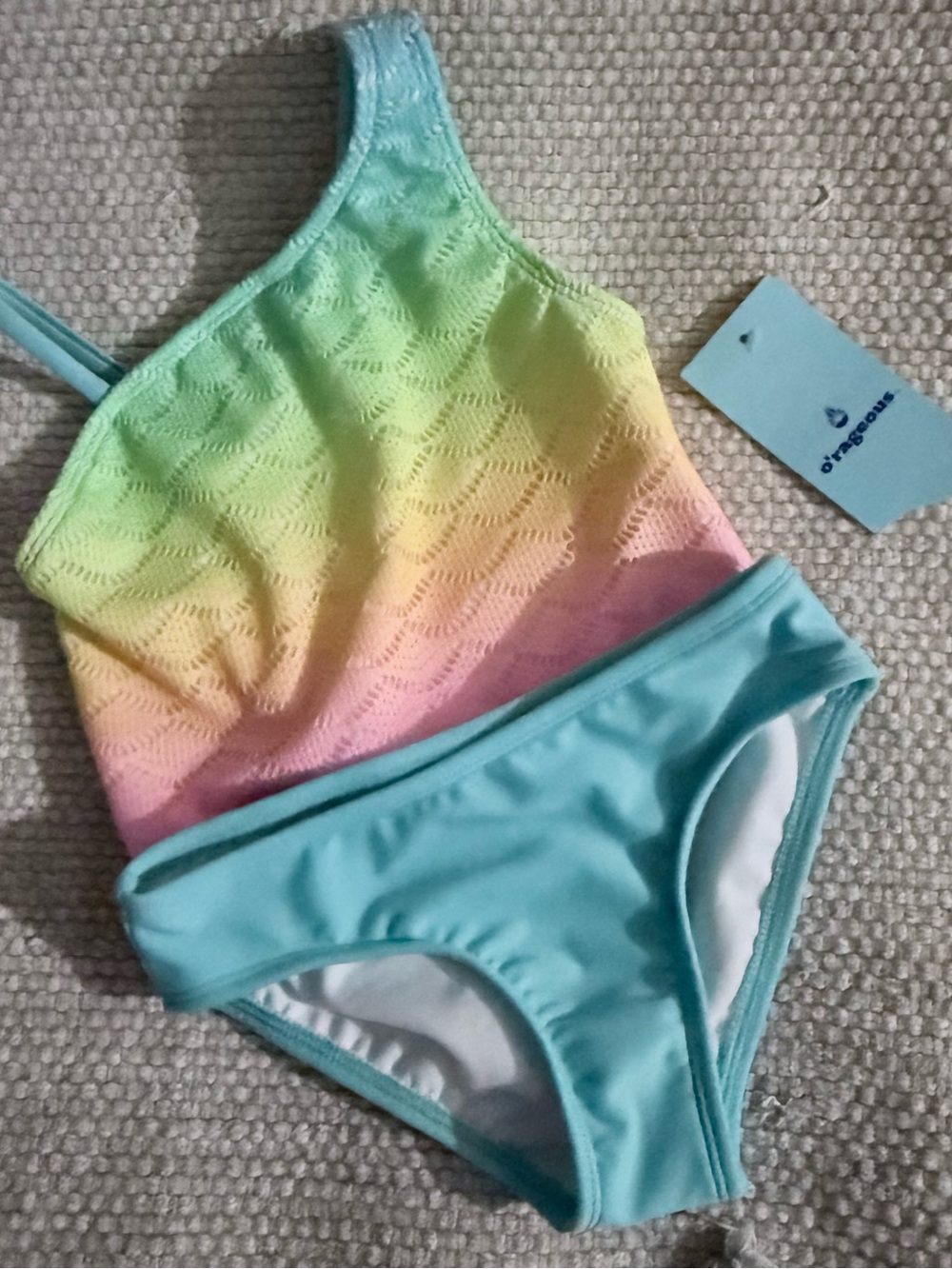 O’rageous Tankini Set Swimsuit Girls 4 5 6 Crochet Sherbert NWT
